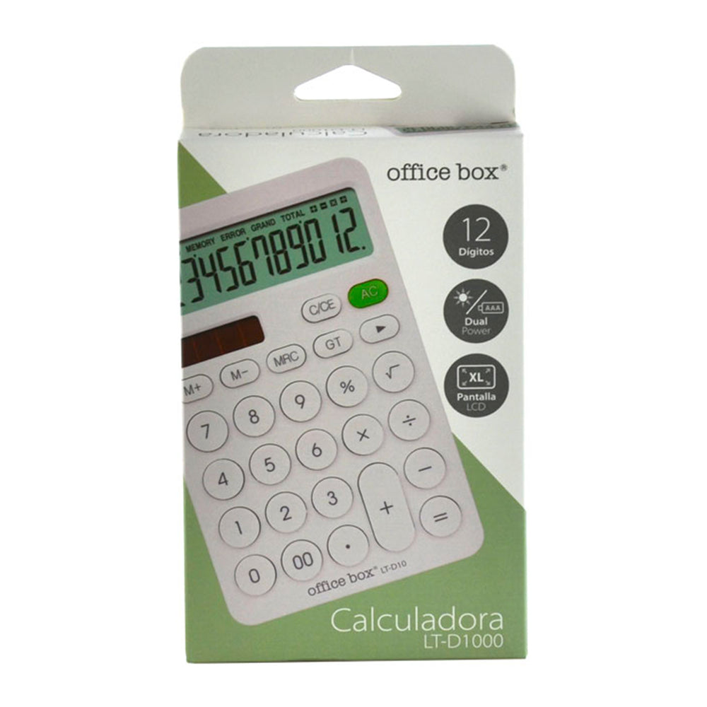 OFFICEBOX - Calculadora de Sobremesa de 12 Dígitos con Pantalla XL. Blanco