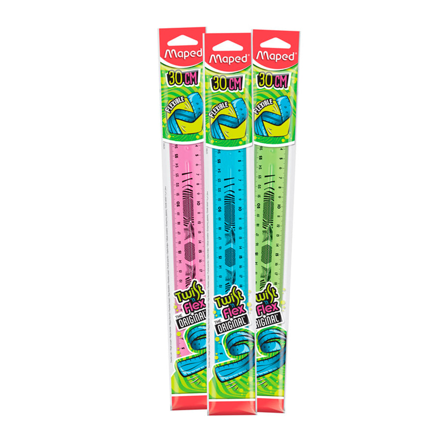 MAPED Twist'n Flex - Regla de Plástico Flexible de 30 cm. Ideal Escuela. Surtido