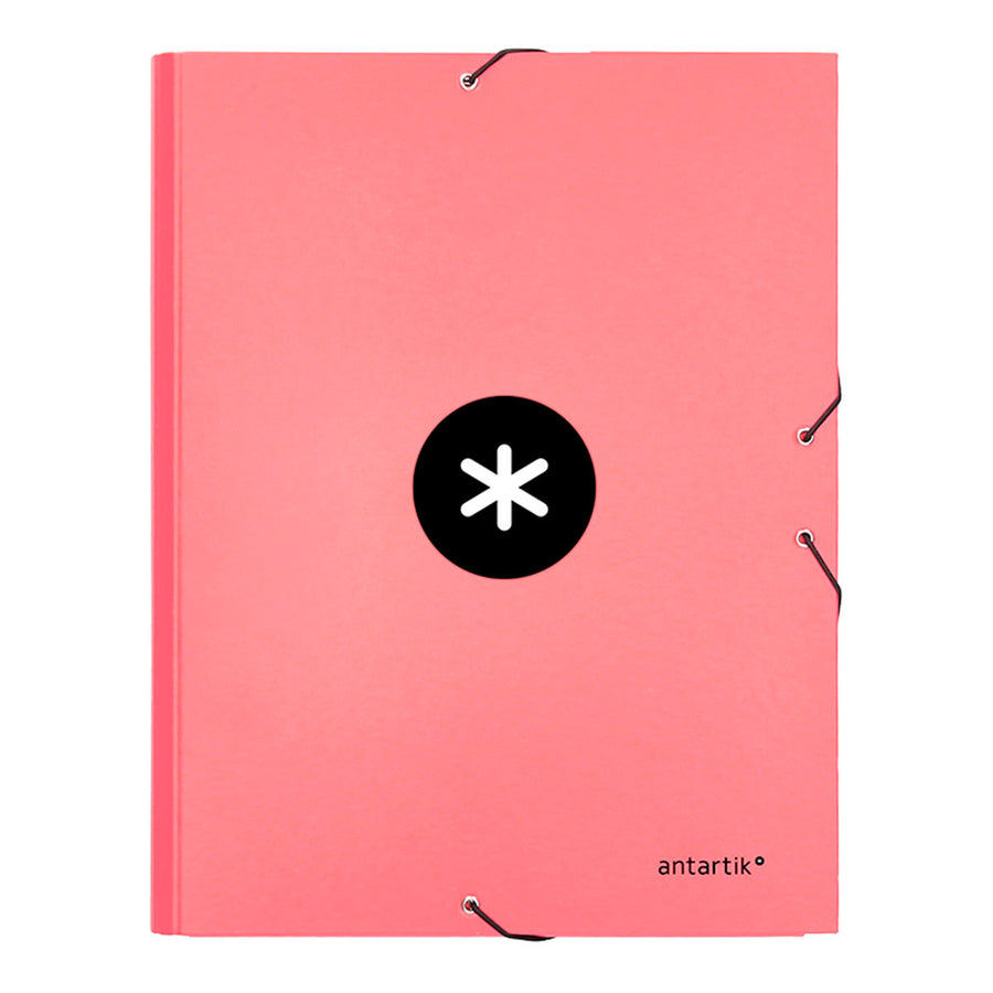 ANTARTIK - Carpeta Escolar A4 con 3 Solapas y Cierre de Goma. Coral