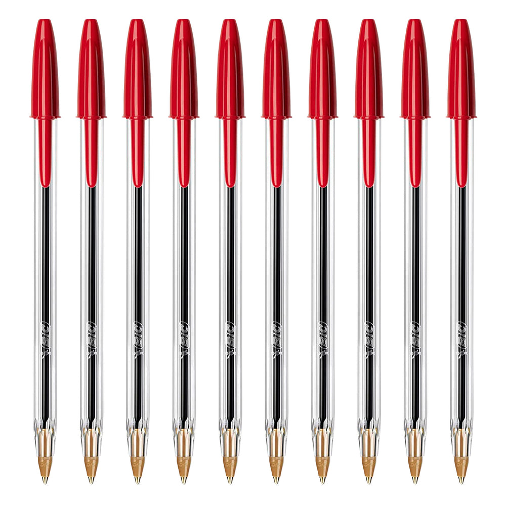 BIC - Caja de 50 Bolígrafos Cristal Original Medium de Tinta de Aceite. Rojo