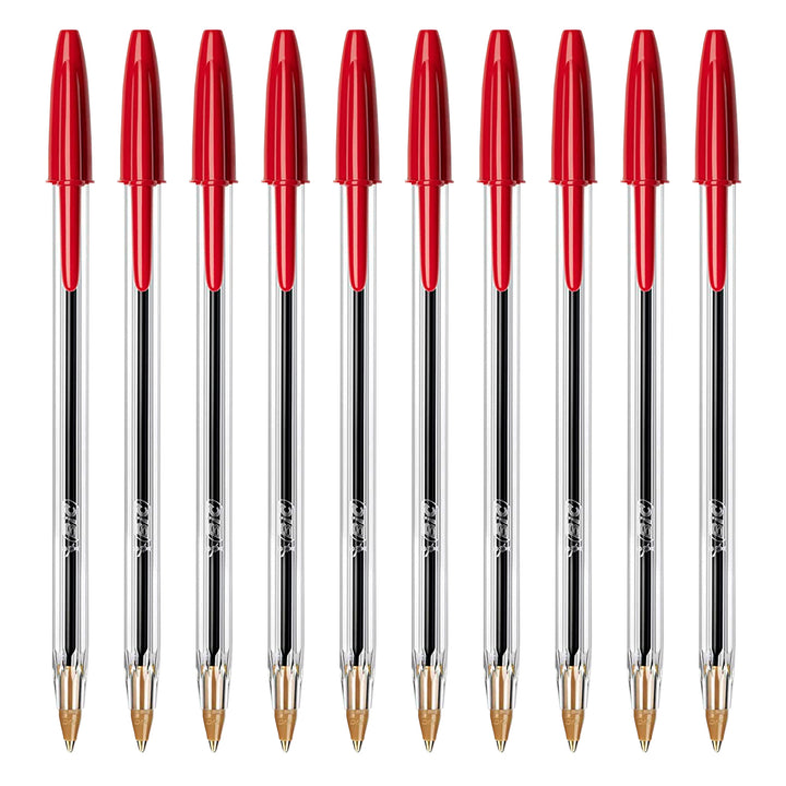 BIC - Caja de 50 Bolígrafos Cristal Original Medium de Tinta de Aceite. Rojo