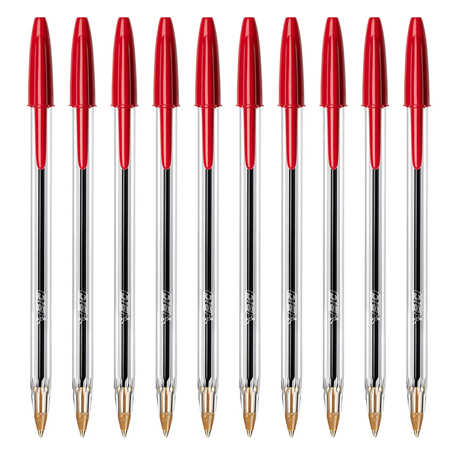 BIC - Set de 10 Bolígrafos Cristal Original Medium de Tinta de Aceite. Rojo