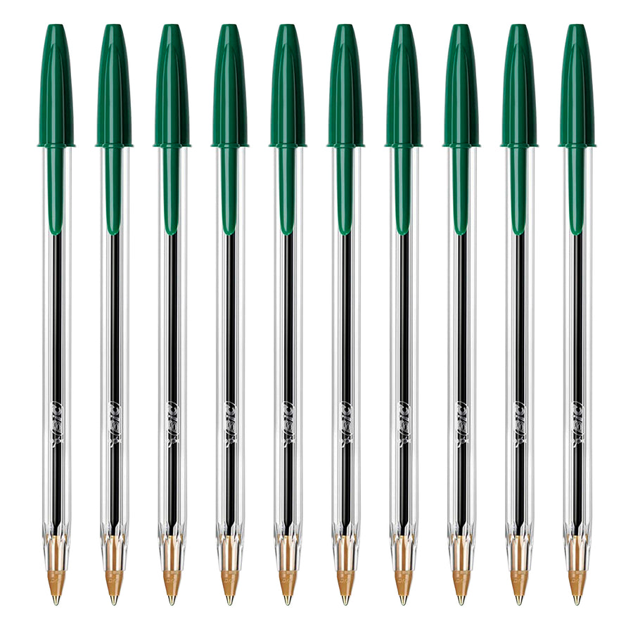 BIC - Set de 10 Bolígrafos Cristal Original Medium de Tinta de Aceite. Verde