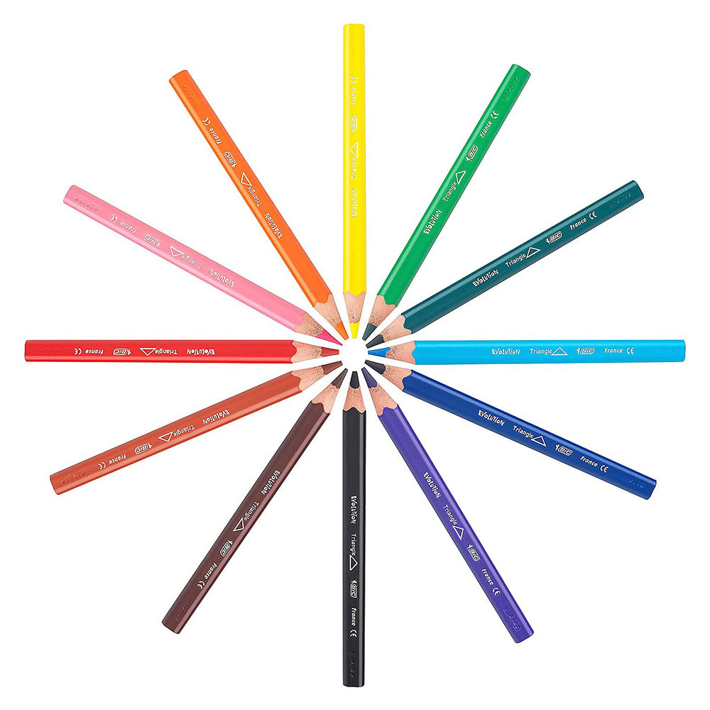 BIC 8297356 - Estuche de 12 Lápices de Colores EVOLUTION Triangle, ECOlutions