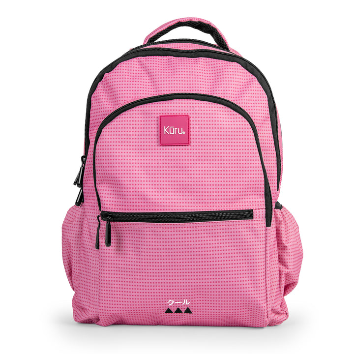 Grafoplás Kūru - Mochila Escolar 3 Cremalleras con Divisor para Portátil. Adaptable Carrito. Rosa