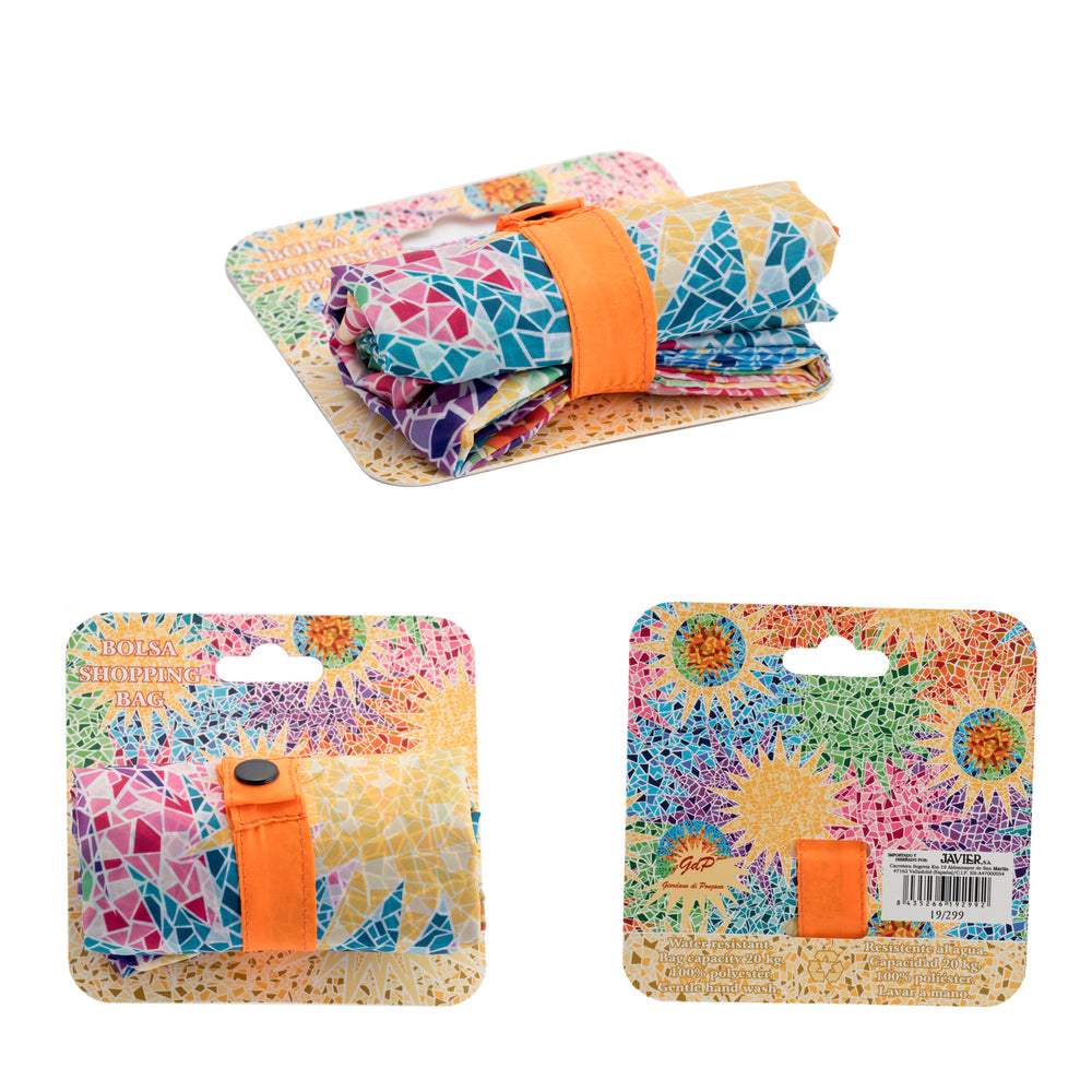 JAVIER - Bolsa Plegable de Poliéster con Gran Capacidad, Colección Gaudí, Modelo Multicolor