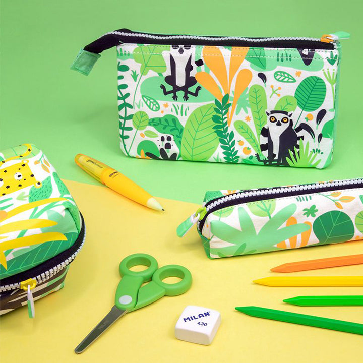 MILAN Hide & Seek - Estuche Escolar Portatodo de 5 Compartimentos. Verde