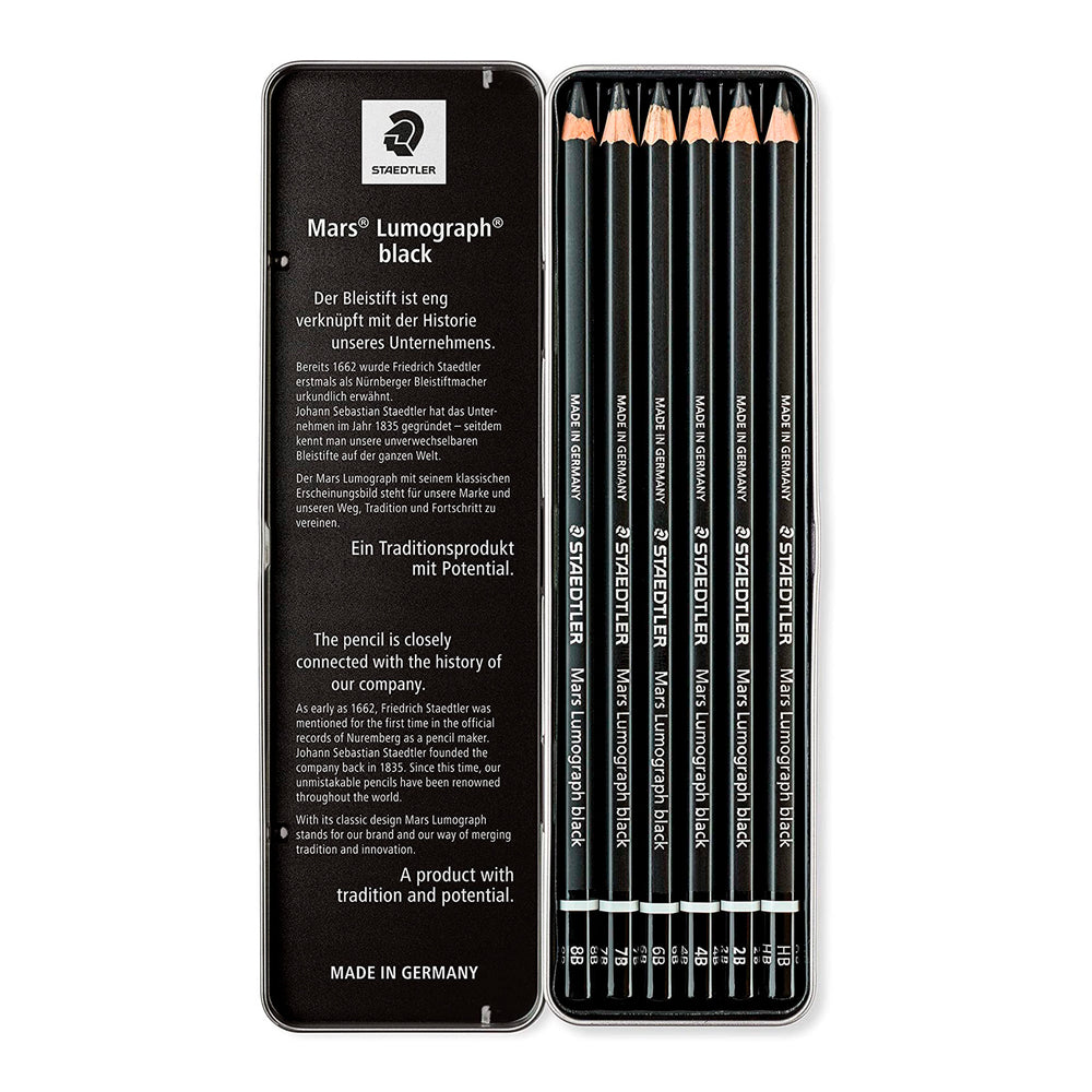 STAEDTLER Mars Lumograph - Caja de 12 Lápices de Dibujo Premium de Dureza B