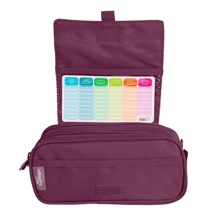 Estuche Escolar Triple Portatodo de Alta Capacidad con Tres Cremalleras, Morado