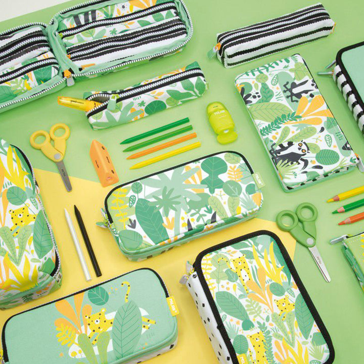 MILAN Hide & Seek - Estuche Escolar Portatodo de 5 Compartimentos. Verde