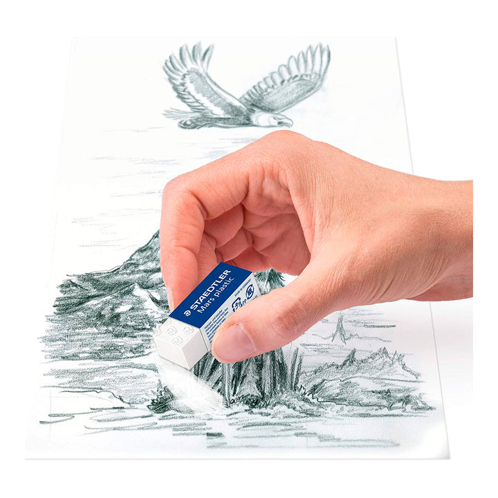 STAEDTLER Mars Plastic - Set de 2 Gomas de Borrar Profesionales de Precisión. Blanco