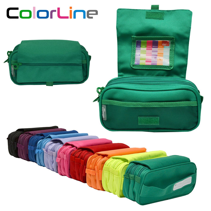 Estuche Escolar Triple Portatodo de Alta Capacidad con Tres Cremalleras, Verde