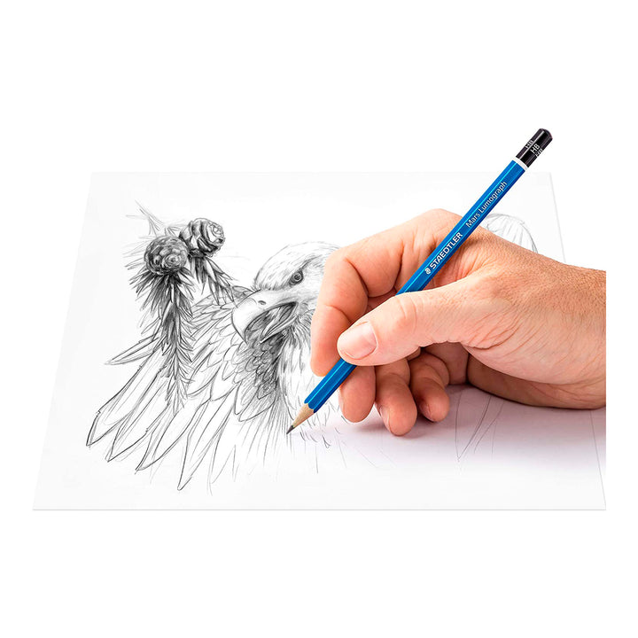STAEDTLER Mars Lumograph - Caja de 6 Lápices de Dibujo Premium. Incluye Goma y Sacapuntas