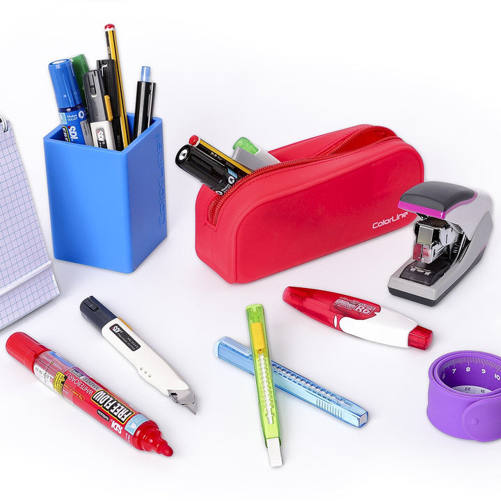 COLORLINE - Estuche Escolar Rectangular en Silicona. Tacto Suave. Morado