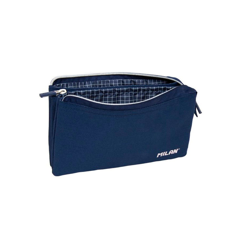 MILAN 1918 - Estuche Escolar Portatodo Rectangular de 5 Compartimentos. Azul