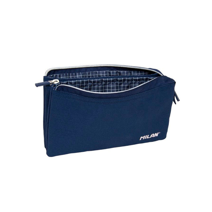 MILAN 1918 - Estuche Escolar Portatodo Rectangular de 5 Compartimentos. Azul