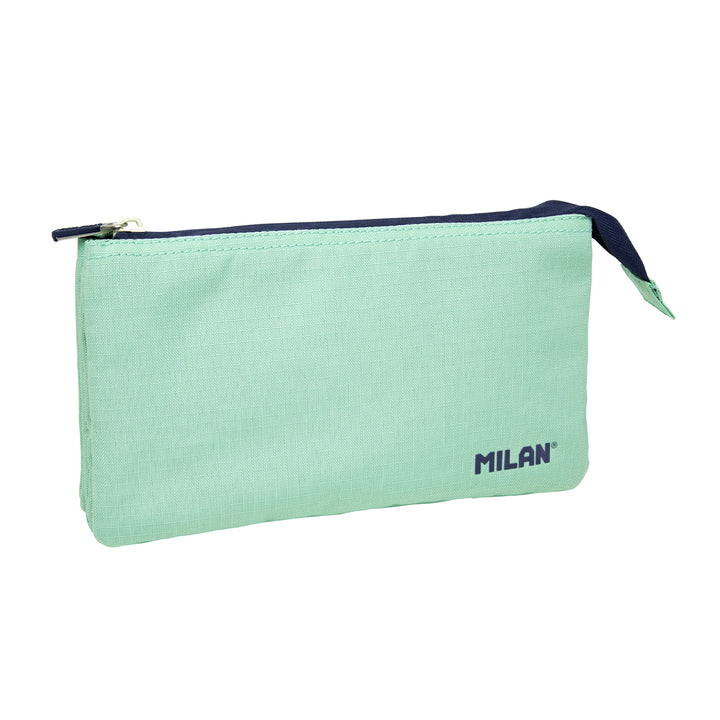 MILAN 1918 - Estuche Escolar Portatodo Rectangular de 5 Compartimentos. Verde