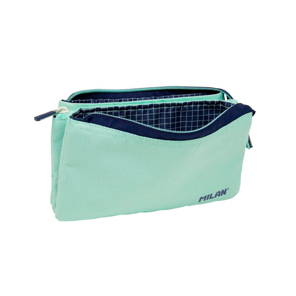 MILAN 1918 - Estuche Escolar Portatodo Rectangular de 5 Compartimentos. Verde