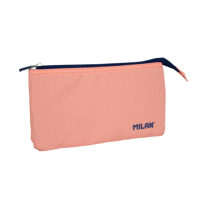 MILAN 1918 - Estuche Escolar Portatodo Rectangular de 5 Compartimentos. Rosa