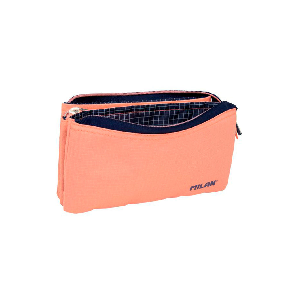 MILAN 1918 - Estuche Escolar Portatodo Rectangular de 5 Compartimentos. Rosa