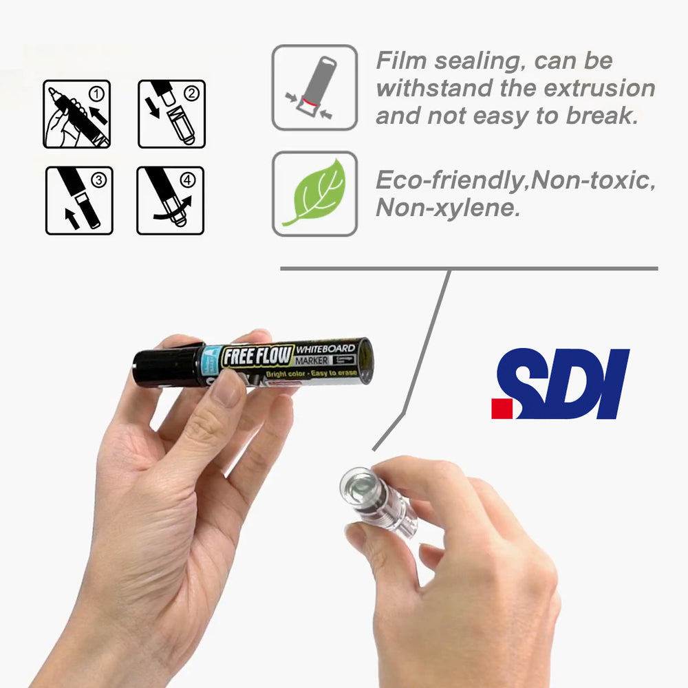 SDI Free Flow - Cartucho de Recarga para Rotulador de Pizarra Blanca. Azul