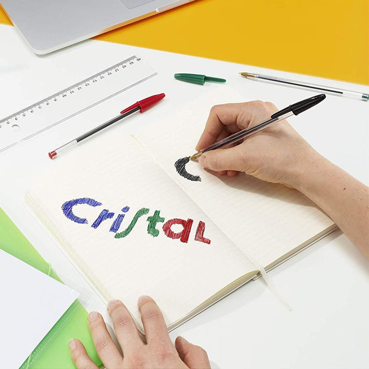 BIC - Caja de 50 Bolígrafos Cristal Original Medium de Tinta de Aceite. Rojo