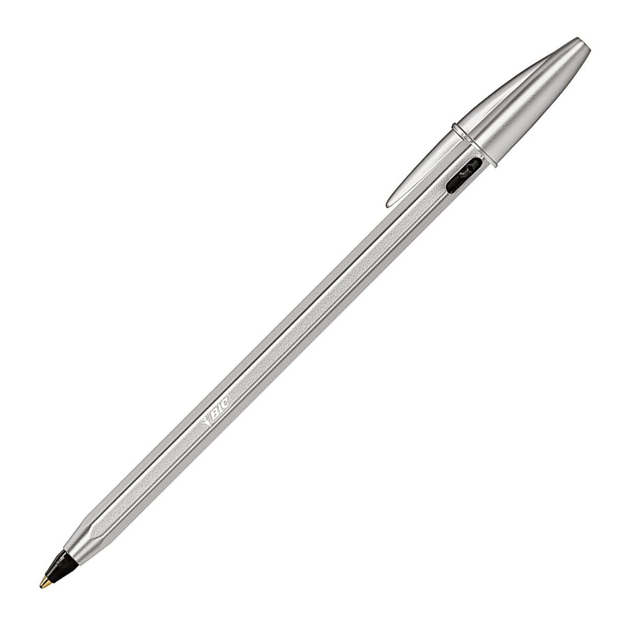 BIC 997201 - Bolígrafo Cristal RE'NEW de Tinta Negra con 2 Recambios, Metálico