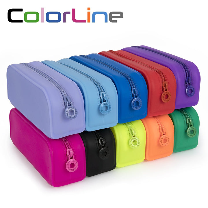 COLORLINE - Estuche Escolar Rectangular en Silicona. Tacto Suave. Morado