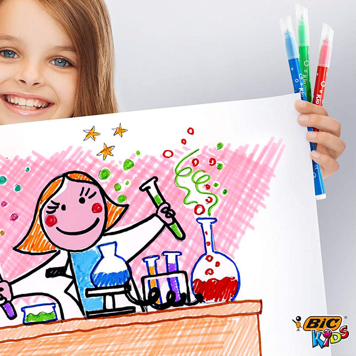 BIC Kids - Estuche 12 Rotuladores de Colores Infantiles y Lavables. Seguridad EN71