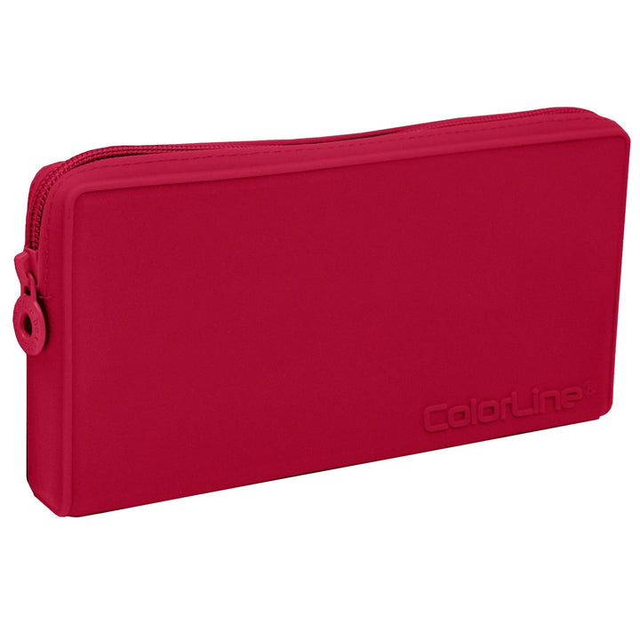 Estuche de Silicona Escolar Colorline Plano Tacto Suave, Rojo