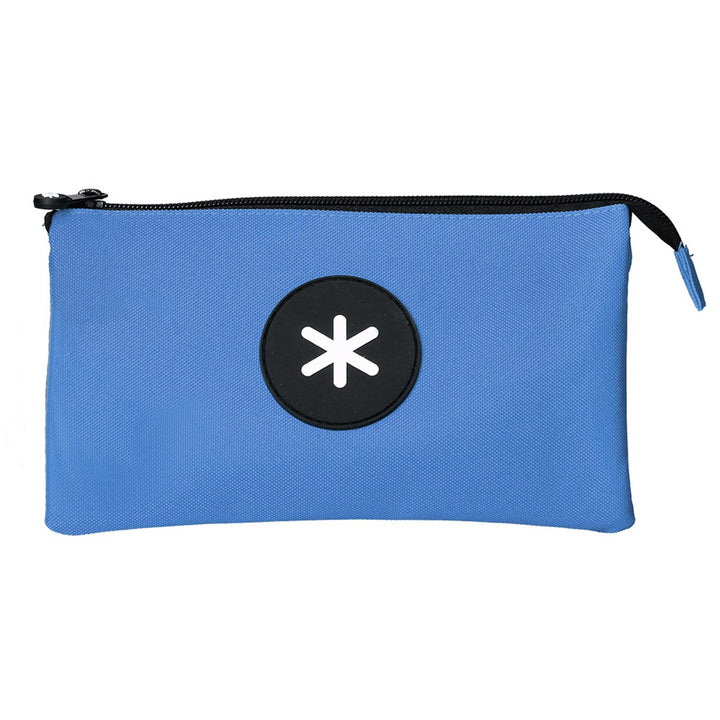 Antartik - Estuche Escolar Triple Portatodo de Alta Capacidad con 2 Cremalleras, Azul