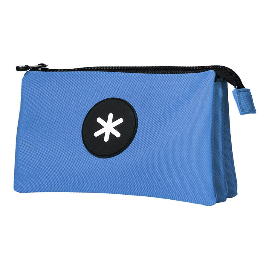 Antartik - Estuche Escolar Triple Portatodo de Alta Capacidad con 2 Cremalleras, Azul