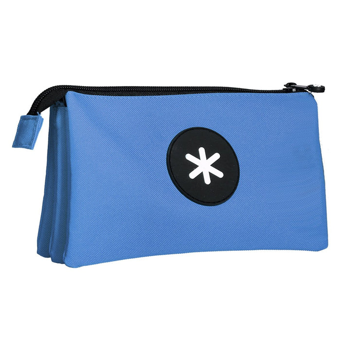 Antartik - Estuche Escolar Triple Portatodo de Alta Capacidad con 2 Cremalleras, Azul