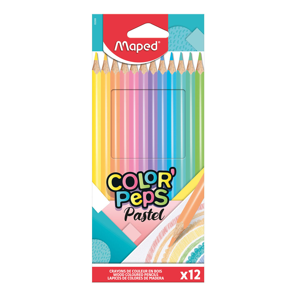 MAPED Color'Peps - Caja de 12 Lápices de Colores en Tonos Pastel