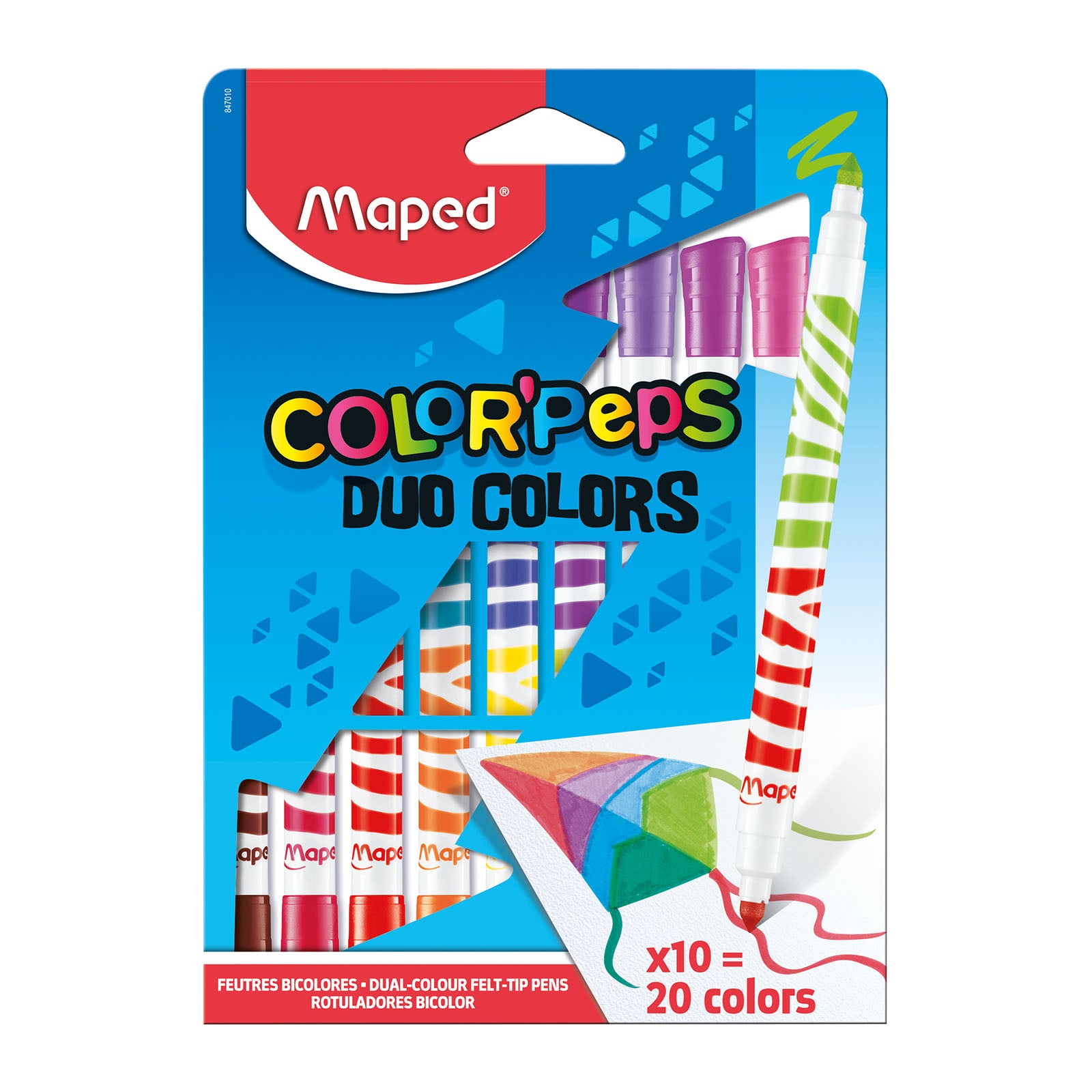 MAPED ColorPeps - Estuche de 10 Rotuladores de Doble Punta Lavables