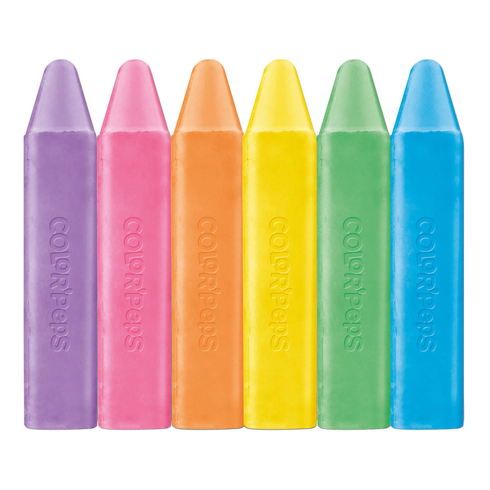 MAPED Color'Peps - Caja de 6 Tizas de Colores Súper Gruesas. Especial para Aceras