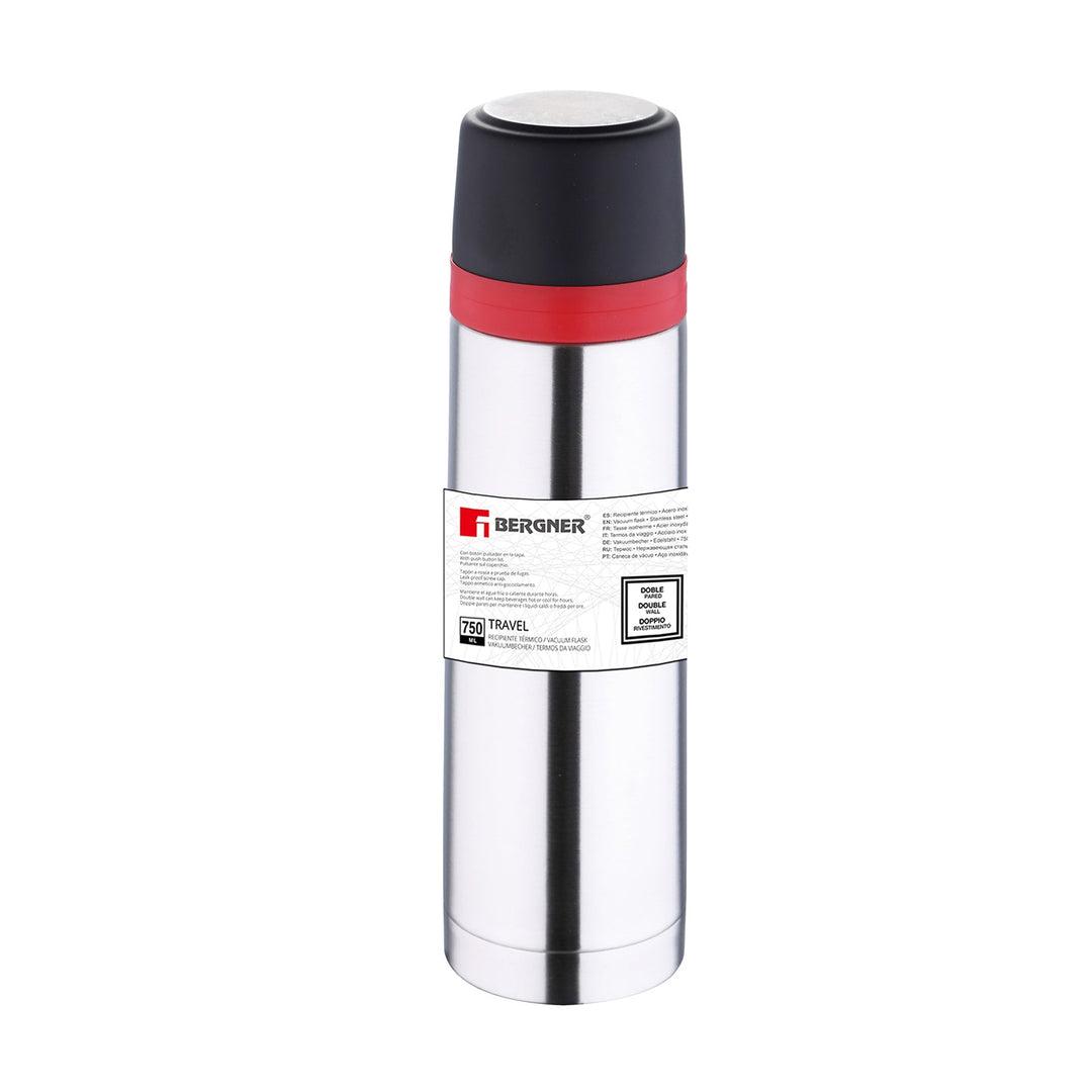 Bergner Travel - Termo para Café Grande de 0.75L en Acero Inoxidable