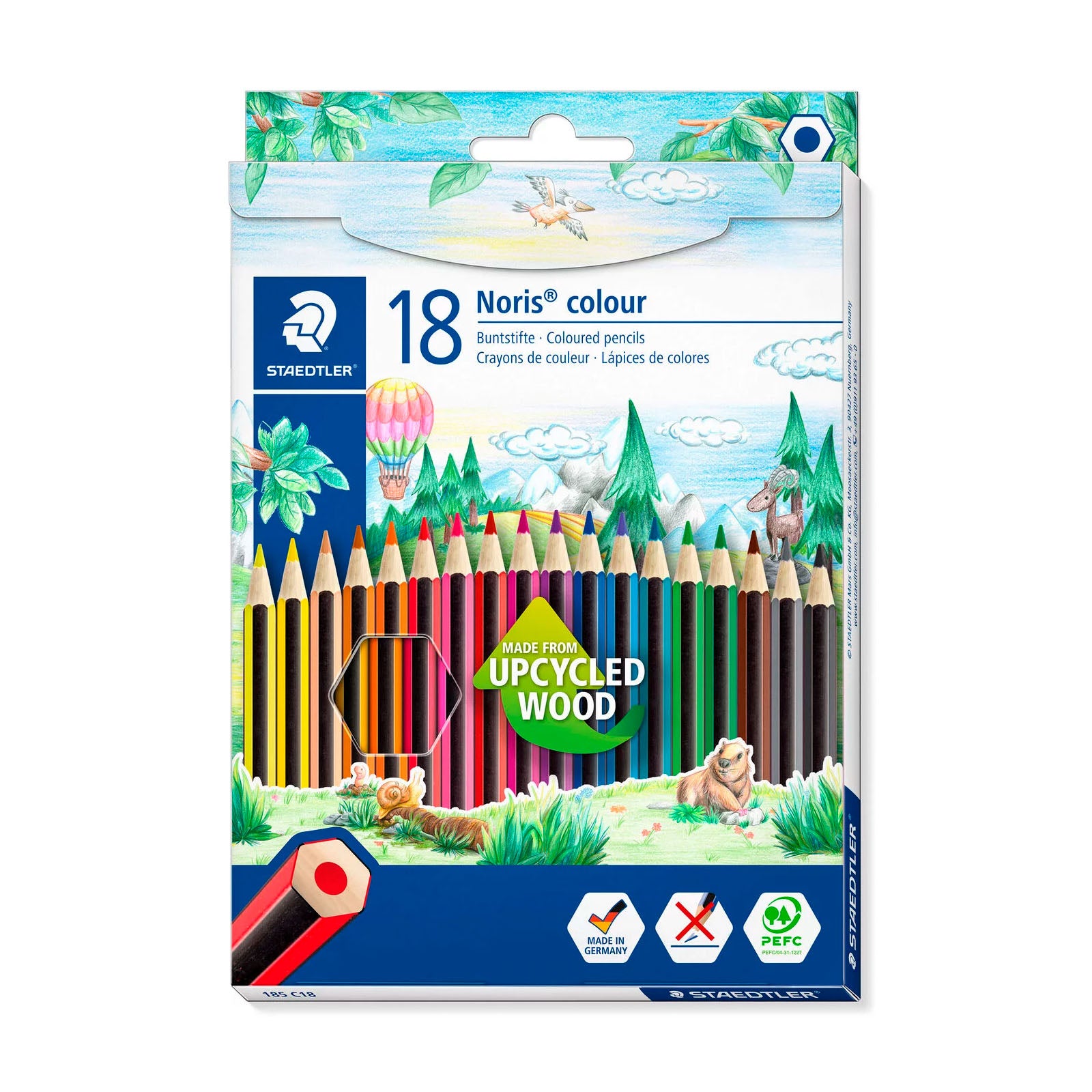 STAEDTLER 185 C18 - Caja de Cartón con 18 Lápices de Colores Surtidos. Ecológicos
