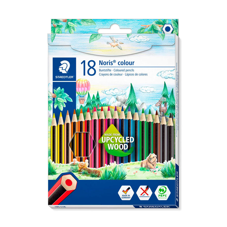 STAEDTLER 185 C18 - Caja de Cartón con 18 Lápices de Colores Surtidos. Ecológicos