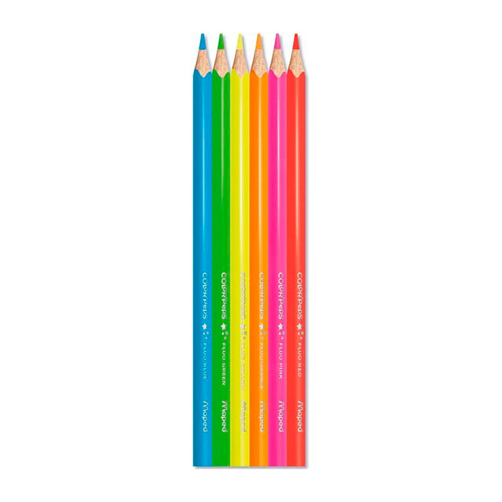 MAPED Color'Peps - Caja de 6 Lápices de Colores Fluorescentes