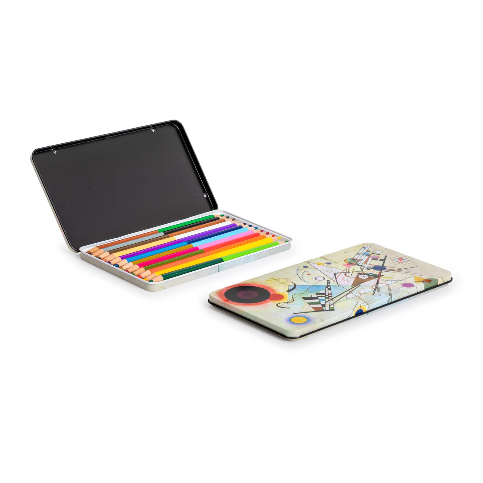 JAVIER Kandinski - Caja Metálica con 12 Lápices de Colores de Doble Punta