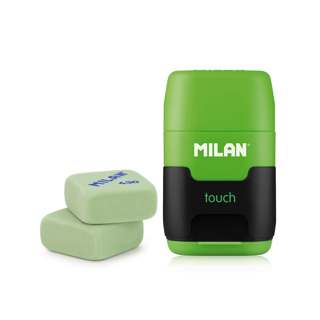 MILAN COMPACT TOUCH - Afilaborra Compact. Combinación de Goma y Sacapuntas Doble. Verde