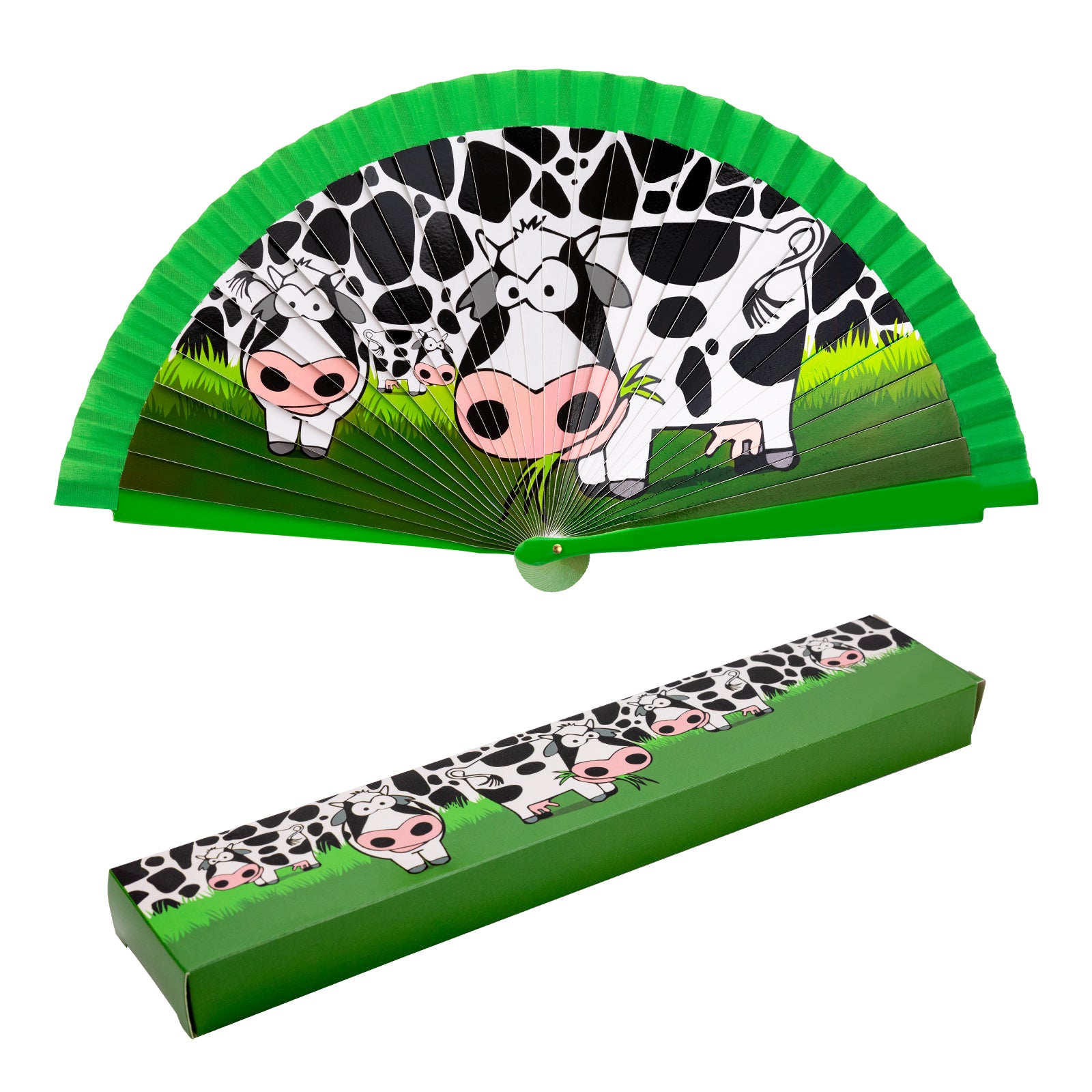 JAVIER Vaca - Abanico de 23 cm con Varillas de Madera Estampada y Tela