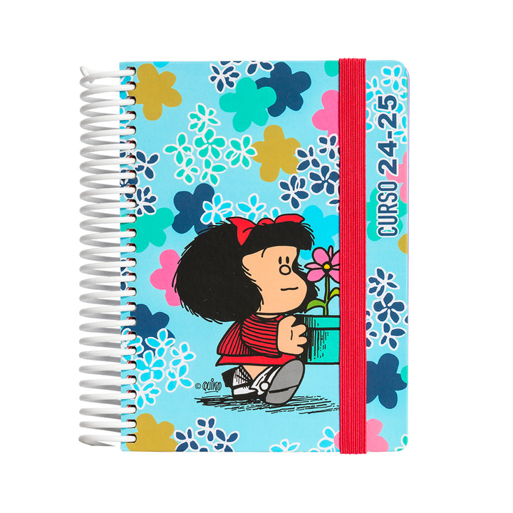 Grafoplás - Agenda Escolar A6 Día Página Curso 24-25. Acabado Soft y Pegatinas. Mafalda Lively