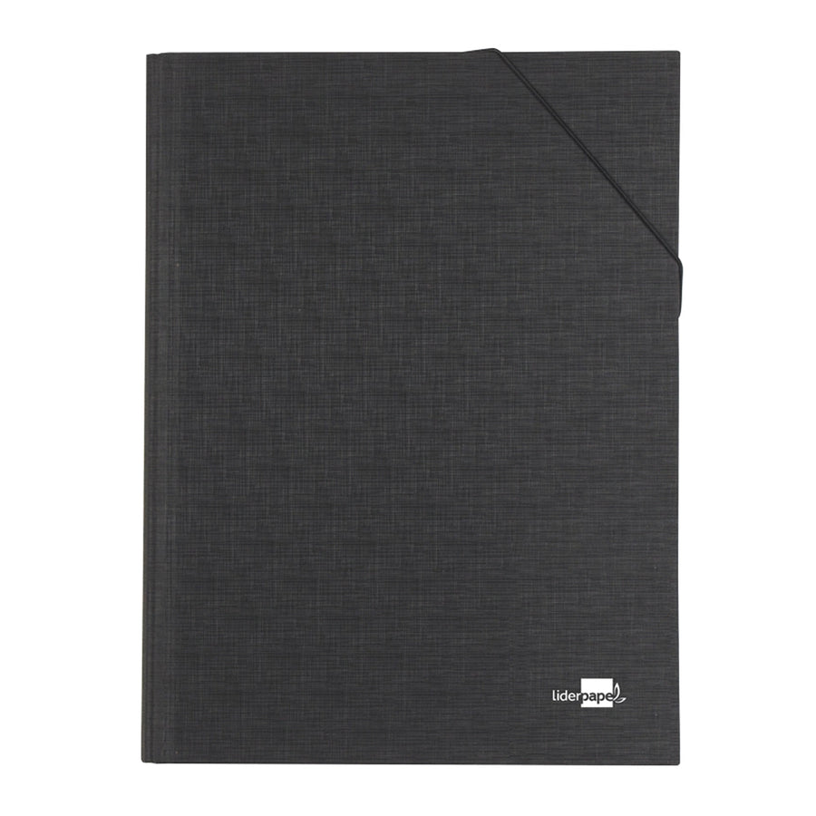 LIDERPAPEL - Carpeta Clasificadora Tamaño Folio Prolongado Cierre con Goma Carton Forrado. Negro