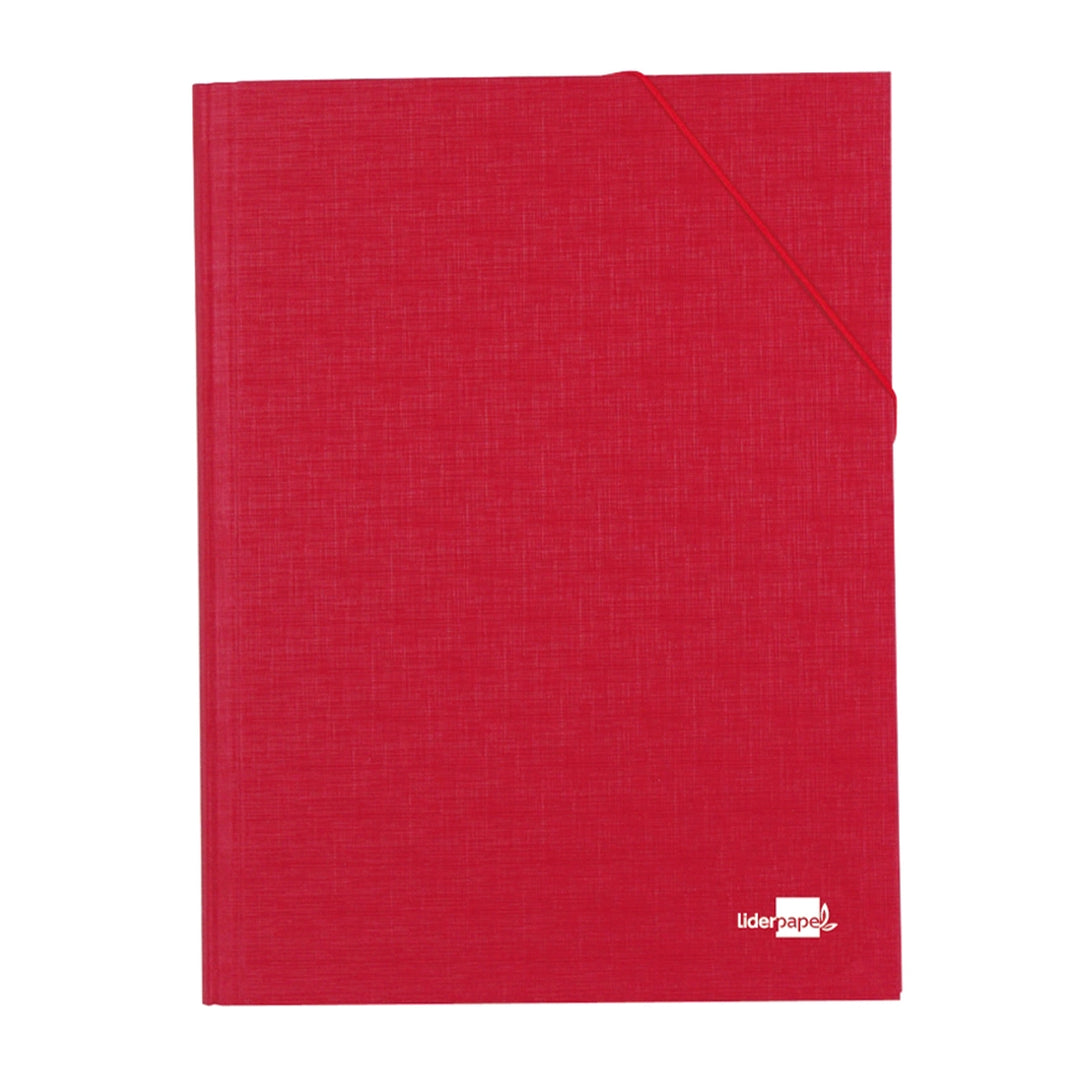 LIDERPAPEL - Carpeta Clasificadora Tamaño Folio Prolongado Cierre con Goma Carton Forrado. Rojo