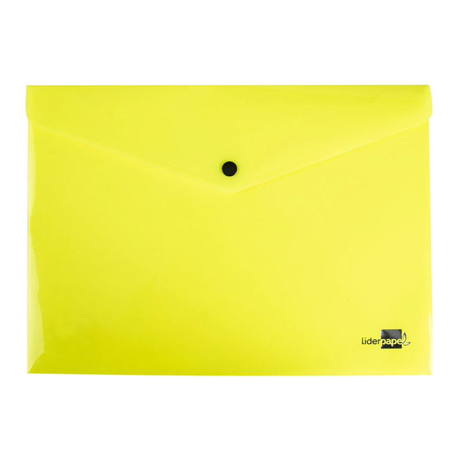 LIDERPAPEL - Carpeta Dossier Broche Polipropileno DIN A4 50 Hojas - Amarillo Fluor