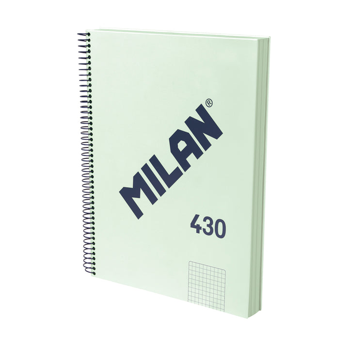 MILAN 430 - Cuaderno A4 Espiral y Tapa Dura. Papel Cuadriculado 120 Hojas 95gr Verde