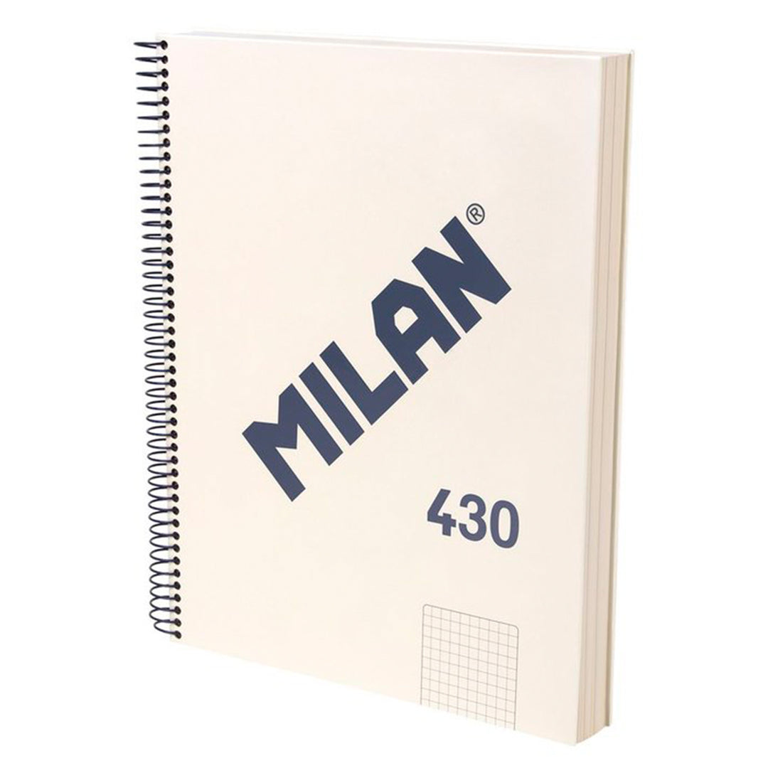 MILAN 430 - Cuaderno A4 Espiral y Tapa Dura. Papel Cuadriculado 120 Hojas 95gr Beige