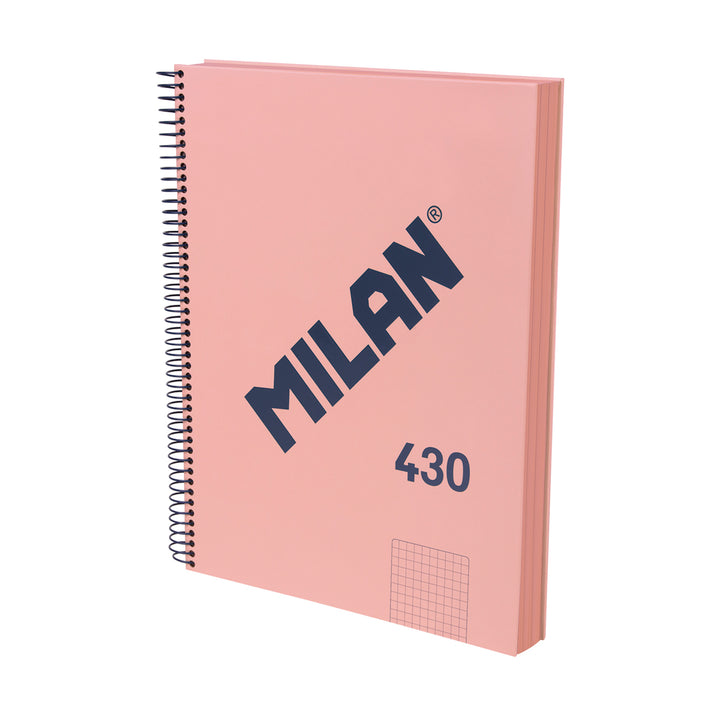 MILAN 430 - Cuaderno A4 Espiral y Tapa Dura. Papel Cuadriculado 120 Hojas 95gr Rosa